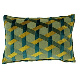 Paoletti Delano Cushion Cover, Teal/Gold, 40 x 60 cm
