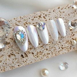 Beach shell Handmade nail tip - petit square / 비치 셸 수제네일팁 - 쁘띠 스퀘어