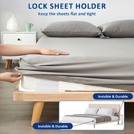 Bed Sheet Holder with Lock Strips - Heavy Duty Bed Sheet Corner Fastener Keep Sheets Firm & Tight, Bed Sheet Holder Straps Fit Any Bed, No More Loose Sheets, Easy Installation - White