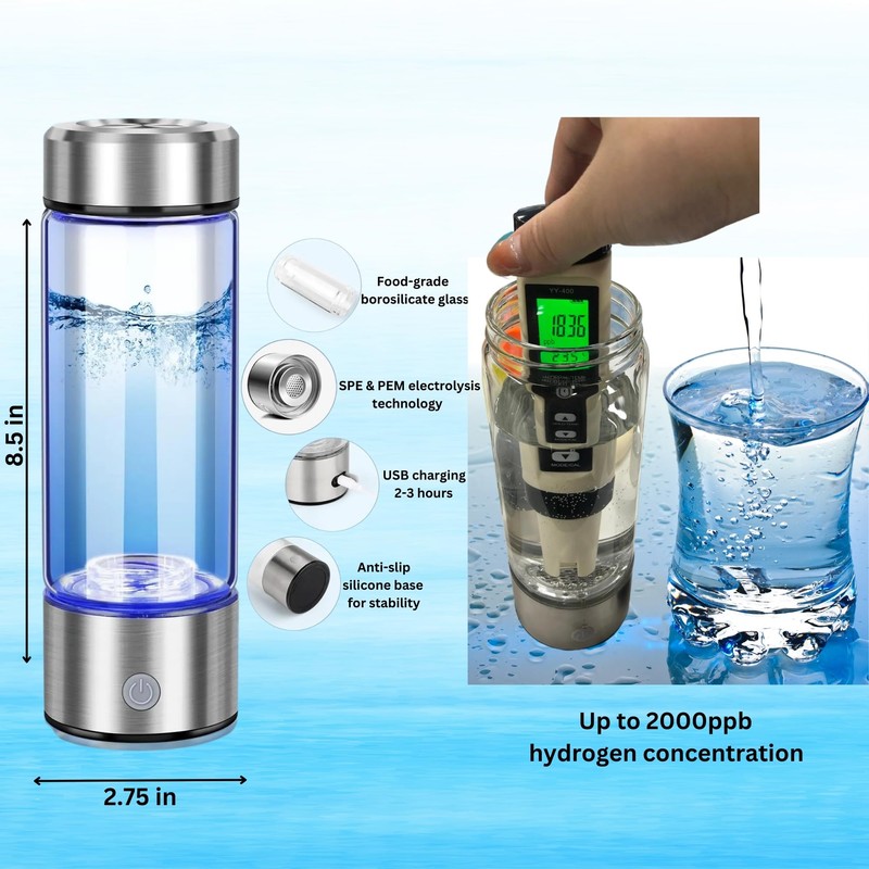 Hydrogen Water Bottle, 2026 Upgraded Model, SPE PEM Technology 2000ppb