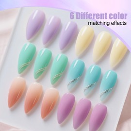 Artdone Sheer Gel Nail Polish Set Jelly UV Gel 6 Colors Translucent Milky White Pink Nude Brown Colors Nail Polish For All Seasons