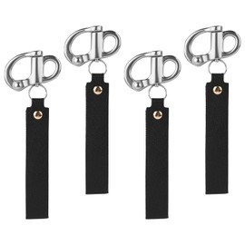 4pcs Quick Release Clips, Firefighter Mask Quick Release Shackle with Leather Handle Stainless Steel Snap Shackle Quick Release Multifunctional Snap Shackle Lanyard
