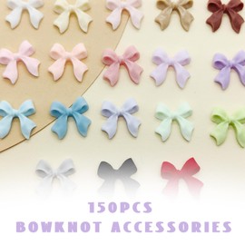 150 Pcs Multi-Colored 3D Bow Nail Charms, Resin Bow Nail Accessories for Nail Art Design, Mixed Color Bow Nail Charms Decorations for Acrylic and DIY Crafting