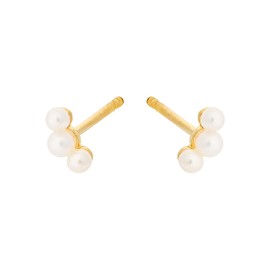 Pernille Corydon Ocean Pearl Earsticks Gold - Women's Stud Earrings with Freshwater Pearls Gold/Silver - 6 mm - e-433, Gold Plated