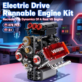 V8 Engine Toy Building Sets - Mini Combustion V8 Engine Model Kit That Runs, Build Your Own 8-Cylinder Car Engine Building Block with Motor, STEM Engineering Educational Toys for Teen Boy Adults Gift