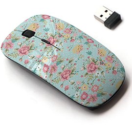 2.4G Wireless Mouse with Cute Pattern Design for All Laptops and Desktops with Nano Receiver - Summer Floral on