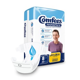 Comfees Youngsters Youth Incontinence Brief 8 Heavy Absorbency Contoured, CMF-8, 80 Ct
