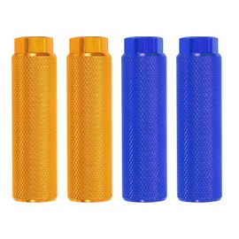 PATIKIL Bike Pegs Fit 3/8 Inch Axles, 4 Pack Aluminum Alloy Anti-Skid Lead Foot Bicycle Peg Back Seat Stands for BMX Mountain Dirt Bike Cycling Rear Stunt Pegs, Yellow/Blue