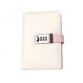 SUSOYAOCHEN Diary with Lock,Leather Journal Notebook with Combination Lock, A6 loose - leaf diary Refillable Personal Locking Notebook for Women Girls (7.5 × 5.1 Inch) (Pink)