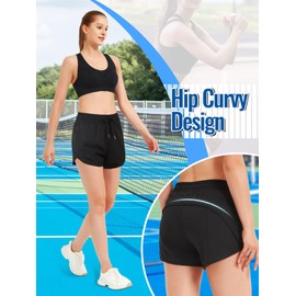 BALAYSIER Running Shorts Women 2 in 1 Athletic Shorts with Zipper Pockets High Elastic Waist Sport Shorts Womens Quick Dry(Black,XS)