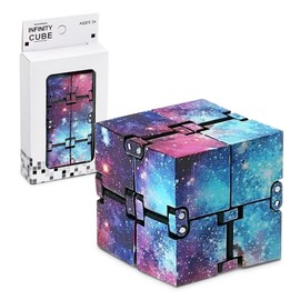 Lillyvale Infinity Cube Plastic Fidget Toy Galaxy Space Mini Finger Toys Handy Fidgeting Game for Kids Adults Anxiety Disorder Star Purple Pattern Killing Time For ADD ADHD (Starry Galaxy Sky)