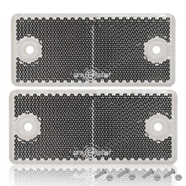 DARKGUARD Reflectors,Stick On Reflector White Rectangula Rear Reflectors Screw Fit for Gate Posts Walls Vans Car Trailer Caravan, E9,90x40x8mm (White-Rectangula-Screw On-2pcs)