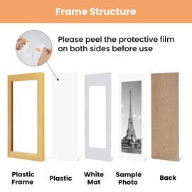upsimples 11x14 Picture Frame Set of 5, Display Pictures 8x10 with Mat or 11x14 Without Mat,Wall Gallery Photo Frames, Gold