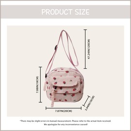 Cute Purses for Women Strawberry Bag Corduroy Tote Bag for Women Messenger Bag Cute Crossbody Bags Handbag(Pink)
