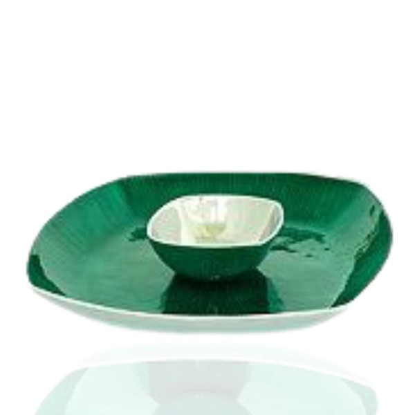 Simplydesignz Bodoni 14-Inch Chips and Dip Server in Emerald