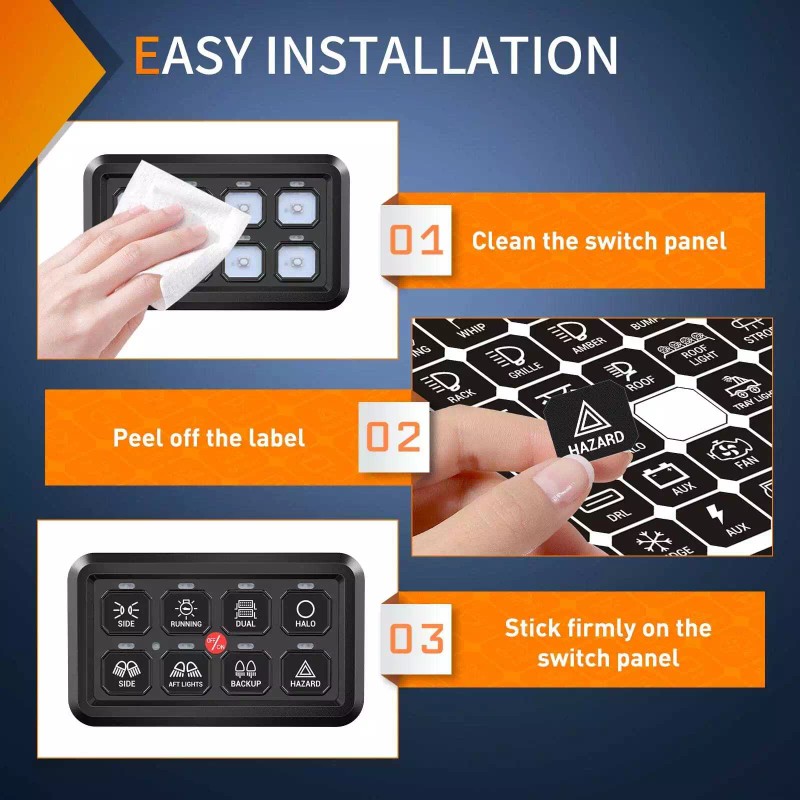 Nilight 120PCS Switch Panel Stickers For 6/8 Gang Switch Panel