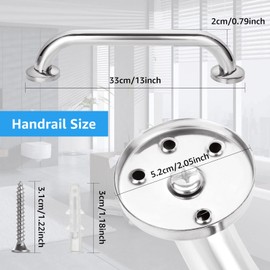 MIVIDE Set of 4 Stainless Steel Shower Grab Bars 30 cm Shower Stainless Steel Bathtub Handles for Seniors and Children (30 cm with Mounting Accessories)