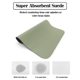 Sage Green Dish Drying Mat for Kitchen Counter, Super Absorbent Quick Dry Coffee Bar Mat Pad Thin Diatomaceous Sink Mat Non Slip Dish Drainer Mat 12''x16'' Farmhouse Sage Green Decor