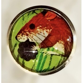 Unbranded Charley Harper Chipmunk Berry Rodent 1" Glass & Metal Sewing Button CH556