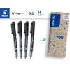 PILOT V-Sign Pen Fibre-Tip Pen (Black), Pack of 4