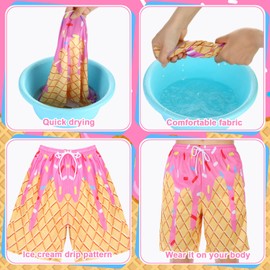 Chicingyou 3 Set Ice Cream Baseball Suit Set with Sun Protection Arm Sleeves & Quick Dry Shorts for 10-12 Years, Summer Sports Uniform Team Gift for Baseball Basketball Golf Outdoor Activities