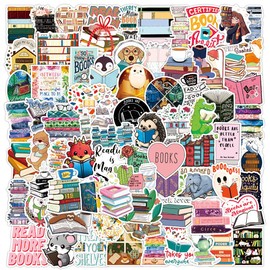 N/C Reading Stickers 100 Pcs,Waterproof Motivational Book Lover Decals Stickers for Scrapbook Laptop Water Bottle Luggage Notebook Phone Decoration for Kids Teens Girls Books Study