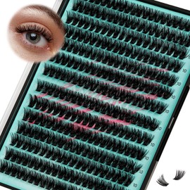 Lash Clusters 280Pcs 80D Eyelashes Cluster D Curl Individual Wispy Lashes Cluster for DIY Cluster Eyelash Extensions at Home for Beginners (80D,10mm)
