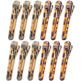 Cobahom 12 Pack 3.26 Inch Chic Tortoise Shell Barrettes, Alligator Hair Clips with Leopard Print for Styling Thin or Thick Hair