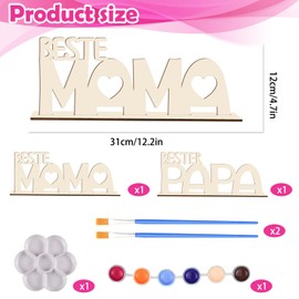 YJSDDNTY Mama Papa Gift Wooden Letters Craft Set Wooden Picture Frame Dad Mum Birthday Gift Wooden Name Painting Photos for Mother Father Birthday Father's Day Mother's Day Gift