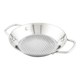 8 Inch Spanish Paella Pan, 1 Induction Ready Paella Pan - Heavy-Duty, Riveted Handles, Silver Stainless Steel Spanish Pan, Dishwasher-Safe, Paella Cookware For Homes or Restaurants - Restaurantware