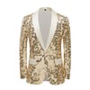 PYJTRL Men Stylish Satin Face Sequins Floral Pattern Suit Jacket