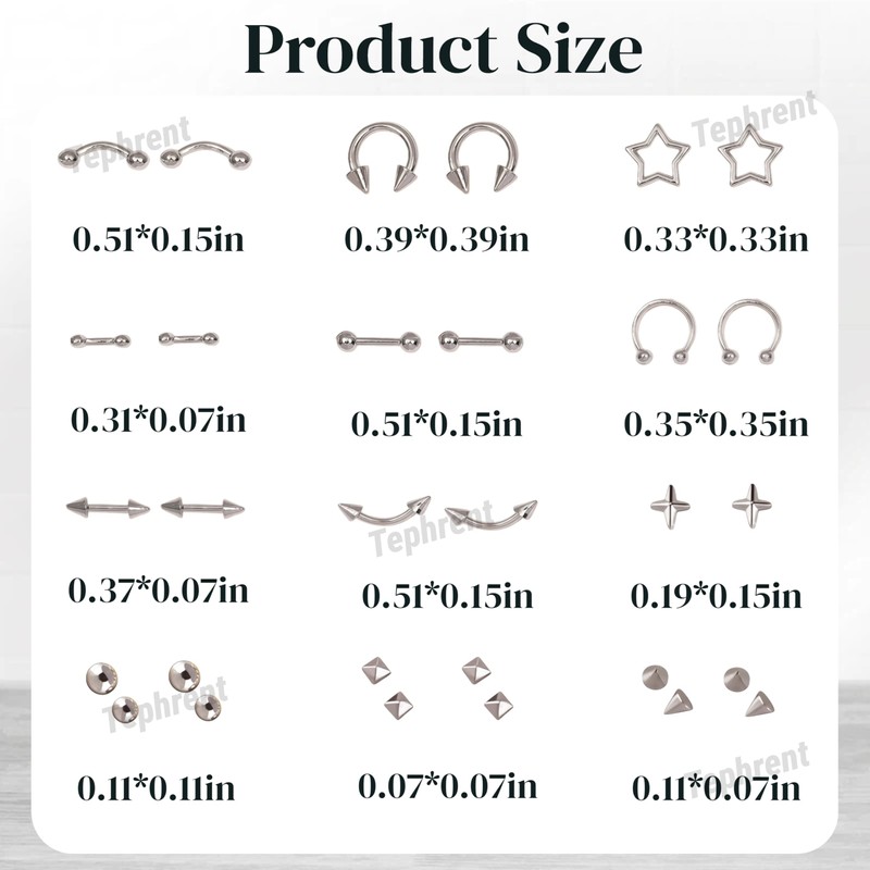 12Grids Nail Piercing Charms Silver Charms for Nails Metal Punk