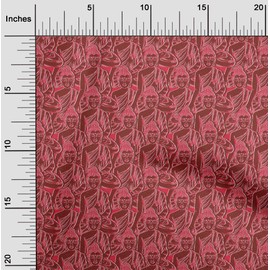 oneOone Velvet Red Fabric Kalamkari Quilting Supplies Print Sewing Fabric by The Yard 58 Inch Wide