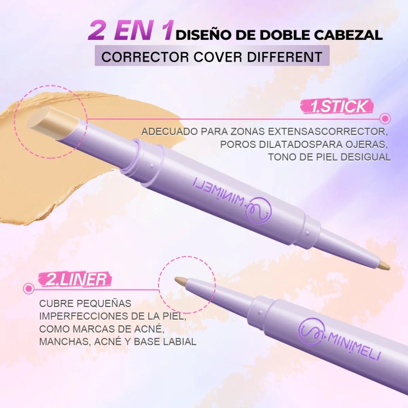 Minimeli Corrector Barra 2 En 1 Impermeable Larga Duración