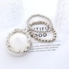 4Pcs Stackable Beaded Layered Bracelet Set for Women Irregular Gold