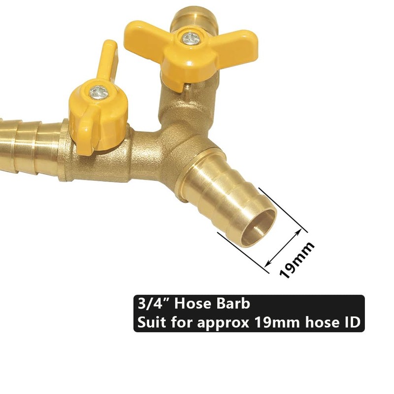 Hooshing Brass 3 Way Shut Off Valve 3/4" Hose Barb