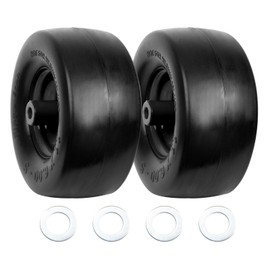 Wolf Pack 2 Pack 11x6.00-5 Flat Free PU Tire and Wheel, Smooth Tread Tire for Zero Turn Mowers, 5.875" Centered Hub and 3/4" Bushings Size, 400lbs Capacity