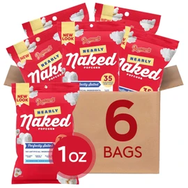 Popcornopolis Gourmet Popcorn, Nearly Naked Perfectly Salted, Simple Ingredients, 6-Pack Snack Bags, Bulk, Non-GMO, Gluten-Free