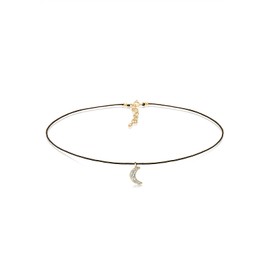 Elli Astro Crescent Moon Pendant Necklace 925 Silver Black Crystals Brilliant Cut 36 cm, Crystal