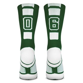 ChalkTalkSPORTS Custom Team Number Socks | Youth & Adult Athletic Performance Socks | Green Number Socks | Choose Your Number