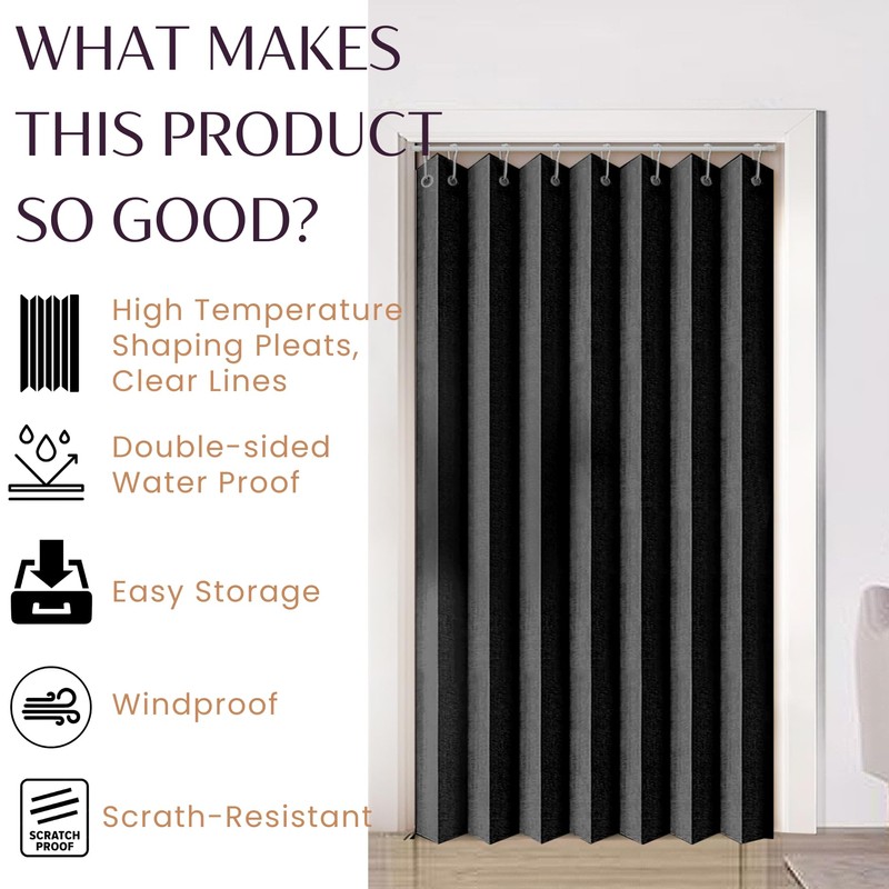 Zpnevx Accordion Door 100×84 inch, Waterproof Closet Curtain for Open