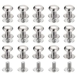 sourcing map 8 mm Ball Head Bolt Rivets Screws Back 15 Pack Round Head Button Nipple Rivets for Crafts Leather Craft Handbag Belt Silver Tone