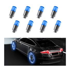 Sylvil 8 PCS LED Tire Valve Stem Cap Lights, Waterproof Motion Tyre Spoke Lights for Wheel Decoration, Cool Modify Neon Valve Wheel Light Assemble, Universal Motorcycle Accessories (Blue)