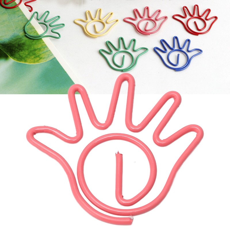 100Pcs Paper Clip Metal Hand Shaped Design Rustproof Paperclip Decoration