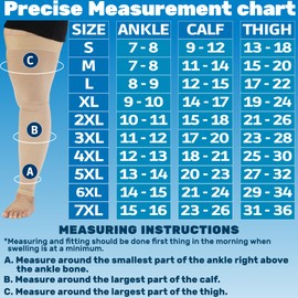 ABSOLUTE SUPPORT 7XL Extra Large Compression Thigh High Socks for Women and Men 20-30mmHg - Wide Unisex Over the Knee Footless Compression Stockings for Pregnancy, Nursing, Airplane - Beige, 7X-Large