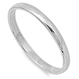 Sterling Silver Wedding 2mm Band Plain Comfort Fit Ring Solid 925 Size 8