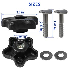 DZQPPC Handle Knob and Screw Bolt Washer Kit for Toro Lawn Mowers and Snow Blowers 92-2260 106-4161 107-3844 Used on Many Snowthrowers and Walking Lawnmowers Repair Parts (2 Sets)