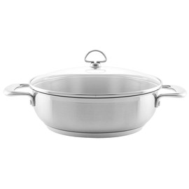 Chantal Induction 21 Steel 5 quart Chef's Pan with Tempered Glass Lid, Brushed Stainless Steel
