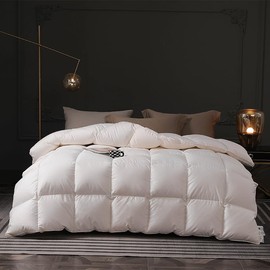 Luxury White Duvet Filler Feathers Down Comforter Duvet Insert Ultra-Soft Ultralight Hotel Style Goose Down Quilt for Sleeping King Size 44 Oz Thick Warmth 120x98 inch Winter Heavyweight