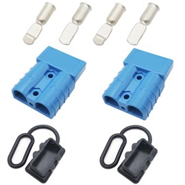 CESFONJER 50A Battery Connector, Battery Quick Connect Disconnect Connector Plug Kit, Fits 6-10 AWG Wire, for Car, Motorhome, Caravan, Camper, Boat (Blue)